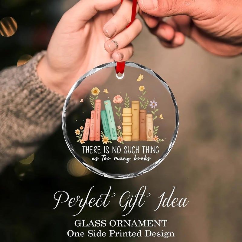 Fastpeace Book Lover Ornament – There is No Such Thing as Too Many Books – Crystal Acrylic Hanging Gift for Readers, Librarians, Teachers, Bookworms – Reading Decor Ornament 2025 - Image 5
